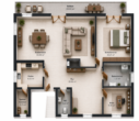Großzügige 3-Zimmer-Wohnung mit Südbalkon und Kachelofen - Grundriss