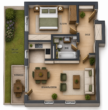 Vermietete 2-Zimmer-Wohnung mit Süd-West-Terrasse und Gartenanteil - Grundriss